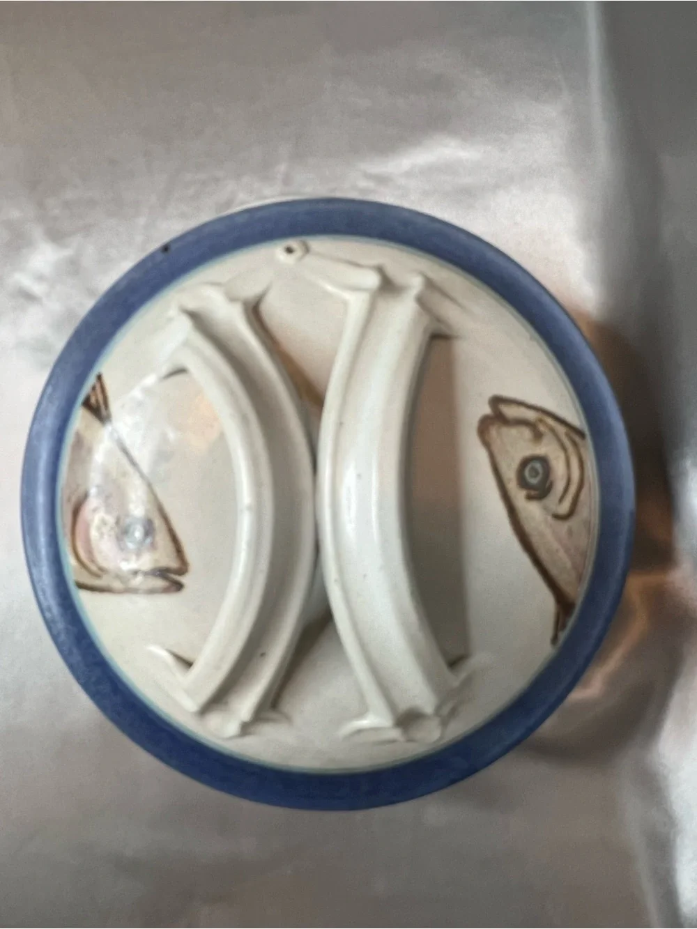 Handmade Ceramic Blue & Cream Covered Casserole Dish